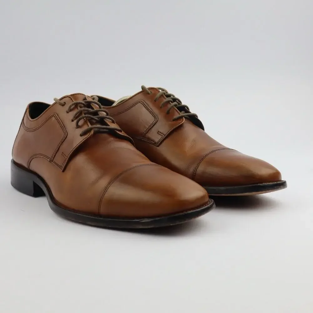 J.Murphy Johnston & Murphy Mens 9.5W Natural Leather Cap Toe Oxford Dress Shoe